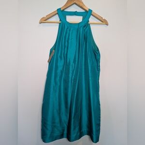 NWT J. Crew Women's Size 4 100% Silk Teal Sleeveless Halter Dress